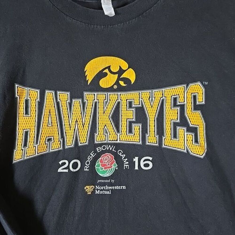 Iowa Hawkeyes Shirt Mens XL Black Long Sleeve 2016 Rose Bowl Sportswear